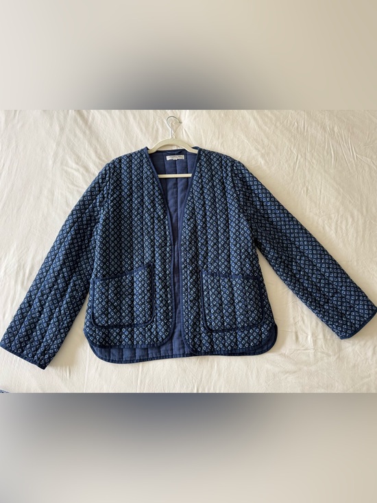 Margaret O'Leary Jackets & Blazers - Margaret O'Leary Navy Quilted Patterned Utility Jacket